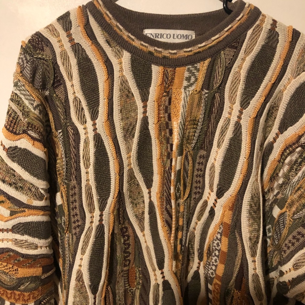 Chunky oversized boho ENRICO UOMO Italy sweater - Picture 3 of 7